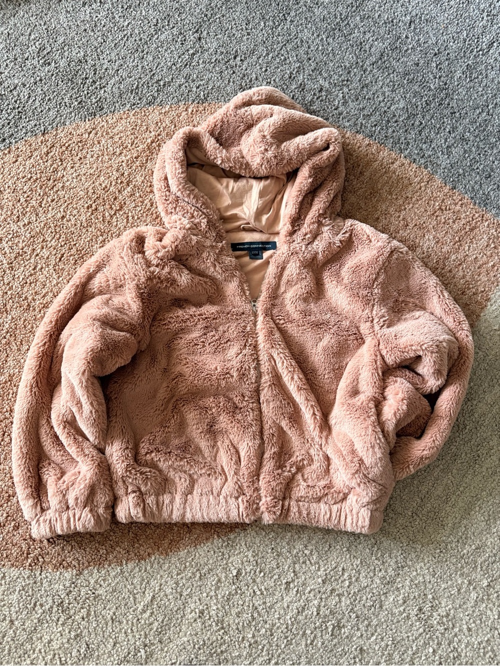 French Connection Y2K Cropped Teddy Hoodie Jacket 6 Hygge Boho Autumn #streetwea